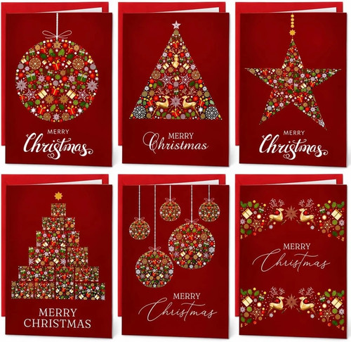Christmas cards boxed red - red, card